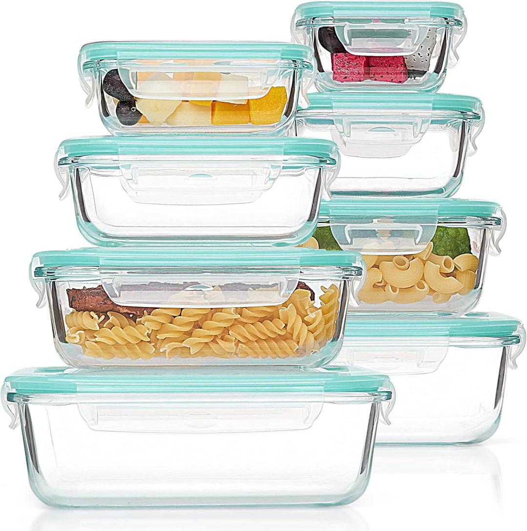 Vtopmart 8er Glasbehälter Mit Deckel, Glass Frischhaltedosen Mit Deckel, Meal Prep Boxen für Lebensm