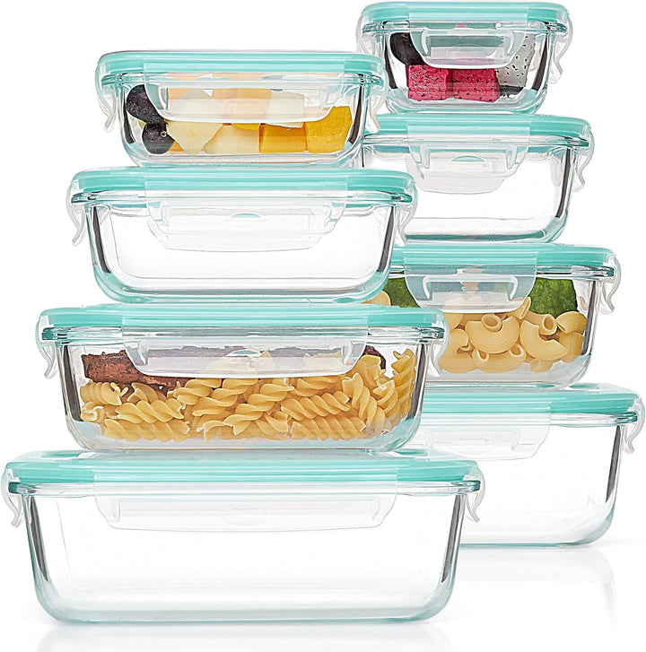 Vtopmart 8er Glasbehälter Mit Deckel, Glass Frischhaltedosen Mit Deckel, Meal Prep Boxen für Lebensm