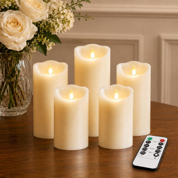 Da by LED Kerzen Kerze Höhe 10 cm × 2, 13,5 cm × 2, 16,5 cm × 1, Durchmesser 8 cm, 5PCS neueste Batt