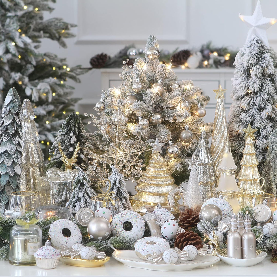 Sea Team 80er-Pack Verschiedene bruchsichere Weihnachtskugel Ornamente Set dekorative Kugeln Anhänge