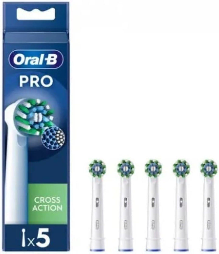 Oral-B Cross Action elektrische Zahnbürstenköpfe, Packung mit 5 weissen Ersatzbürsten, abgewinkelte