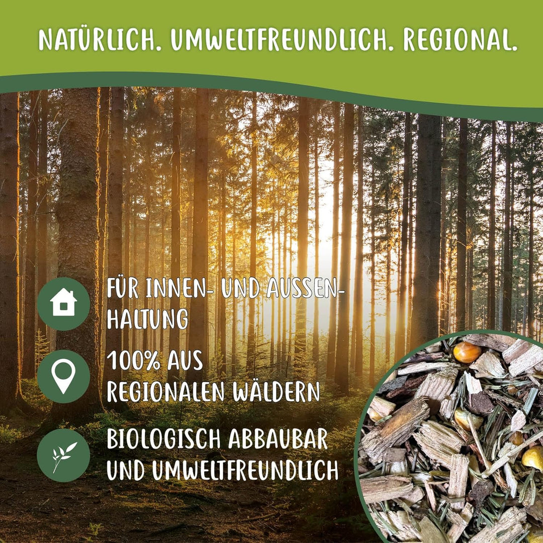 Waldboden Einstreu mit Mais 2X 40 L – natürliches Erlebniseinstreu mit Tannen & Fichtennadeln – Besc