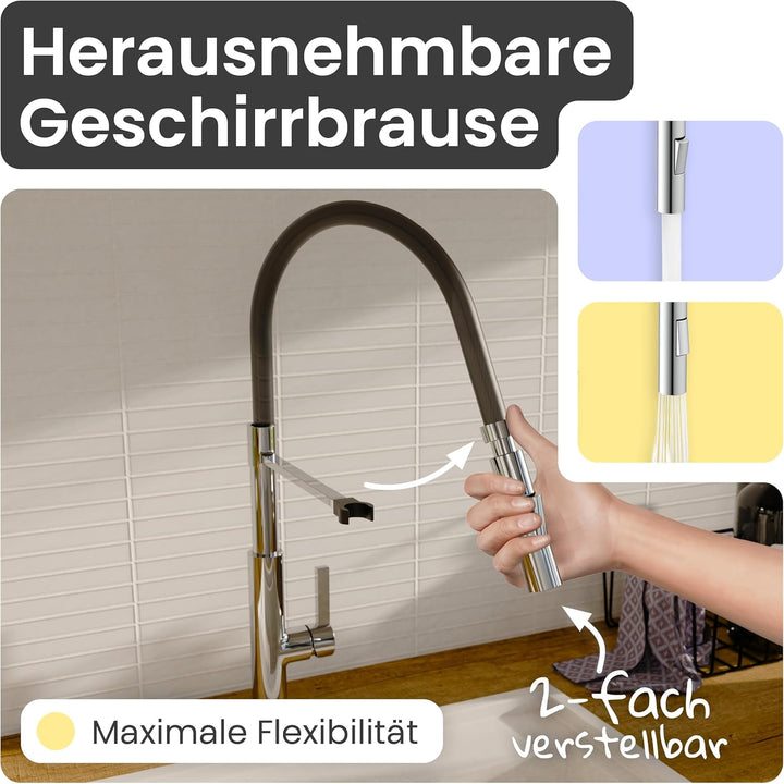 instmaier K4 | Wasserhahn für die Küche | Spültischarmatur mit flexibler Geschirrbrause | Mischbatte