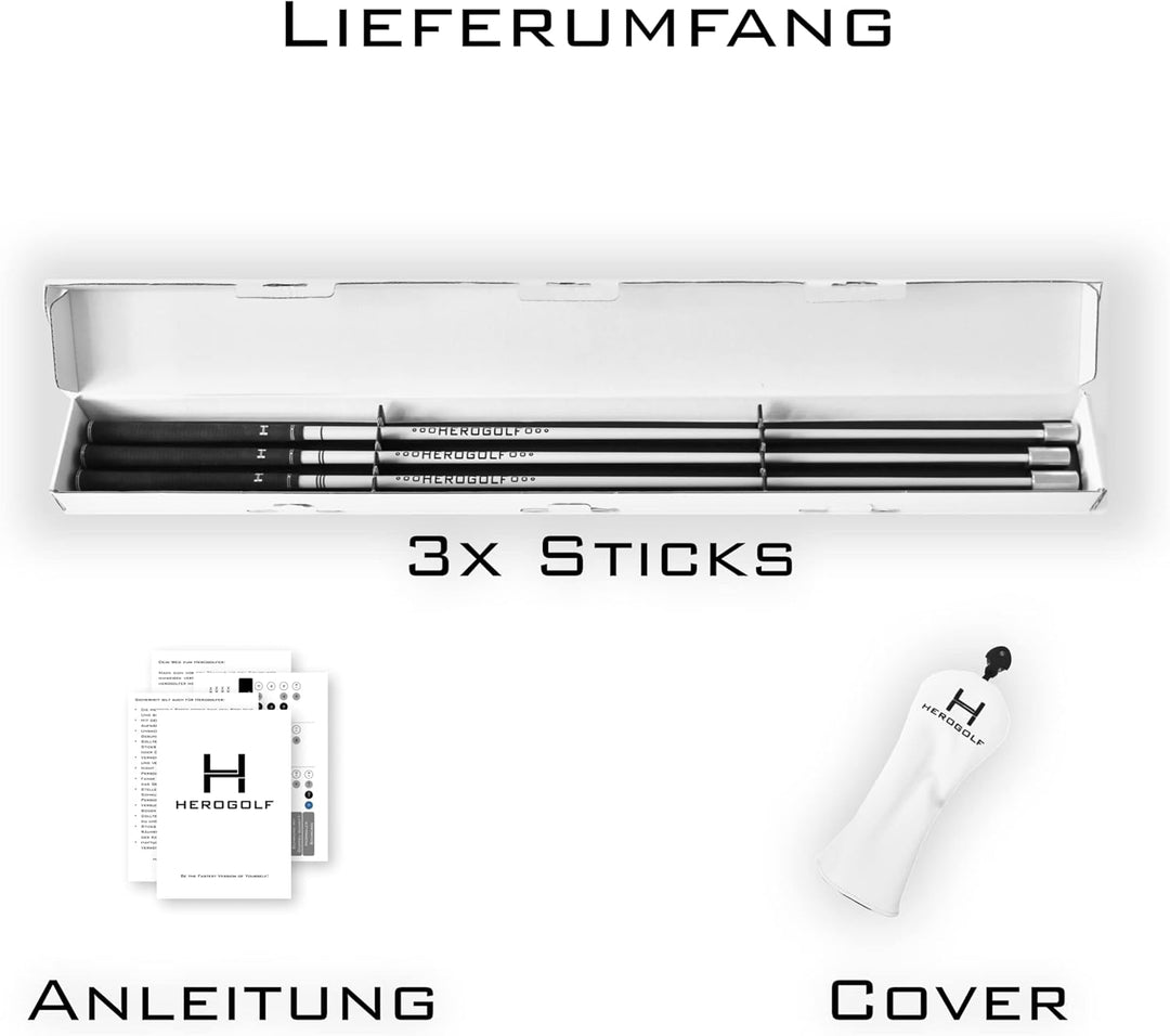 HEROGOLF Speed-Sticks - Der Golf Schwungtrainer für mehr Geschwindigkeit, längere Schläge und EIN be