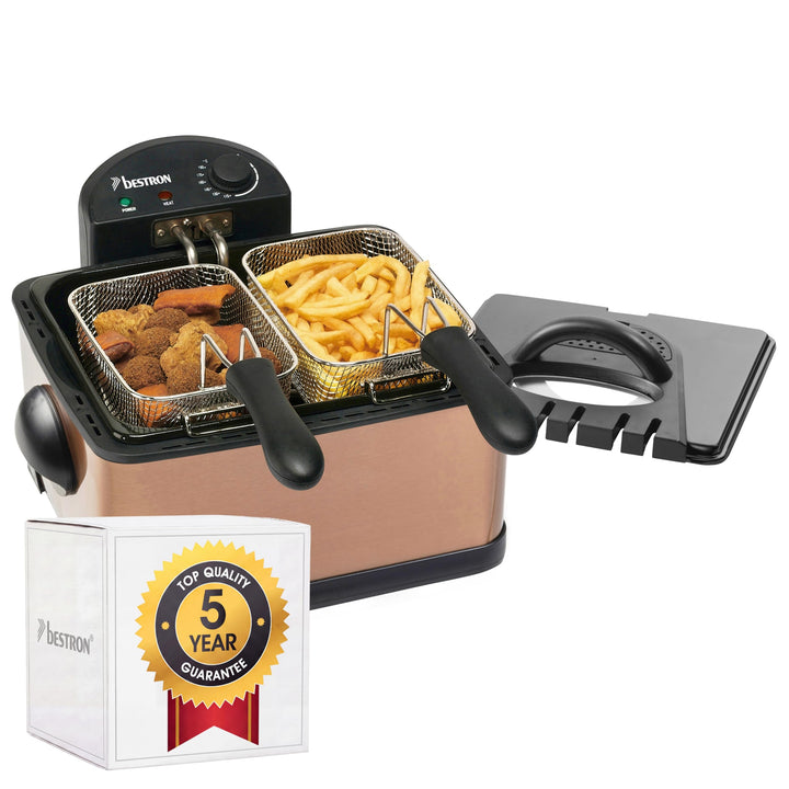 Bestron XL Öl-Fritteuse mit 3 Frittierkörben, inkl. Kaltzonentechnologie &amp; herausnehmbaren Ölbehälte