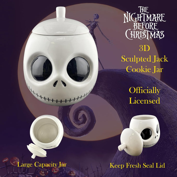 Disney Before Christmas Keksdose Jack Skellington weiss/schwarz, bedruckt, aus Keramik., Mehrfarbig,