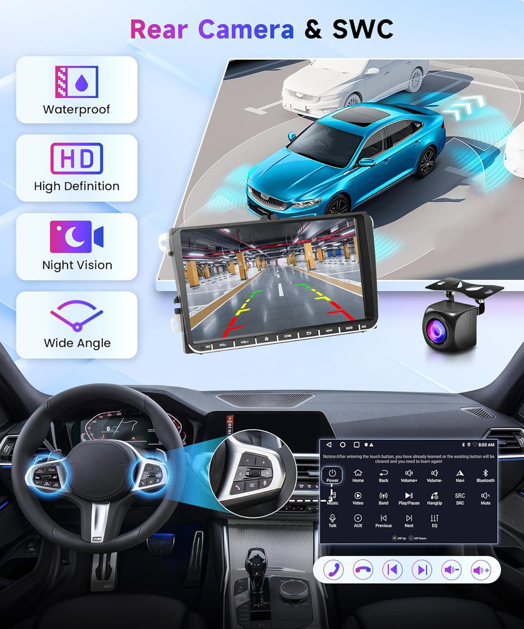 Rimoody 2G+64G 7" Autoradio Android für VW Golf 5 6 T5 Polo 6r Caddy Passat Touran Seat Touchscreen