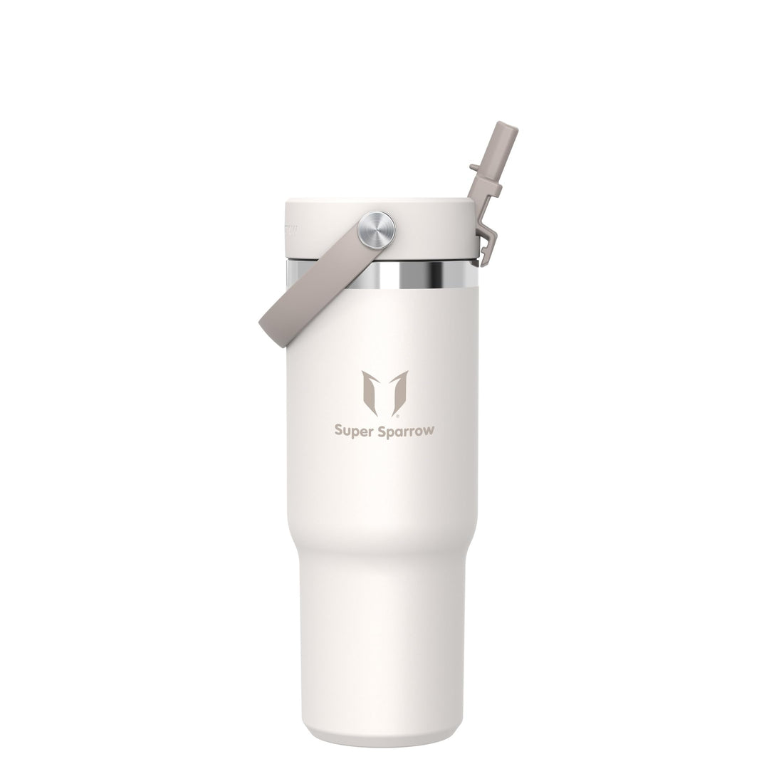 Sparrow Trinkflasche Edelstahl - Twistpath Thermosflasche mit Flex-Strohhalmdeckel - 900ml - BPA-fre