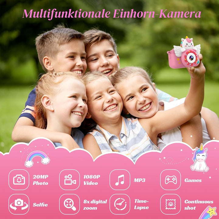 TIATUA Kinderkamera, 1080P Kamera Kinder mit 2.0”-Bildschirm & 32GB Karte, Selfie Digitalkamera & Fo
