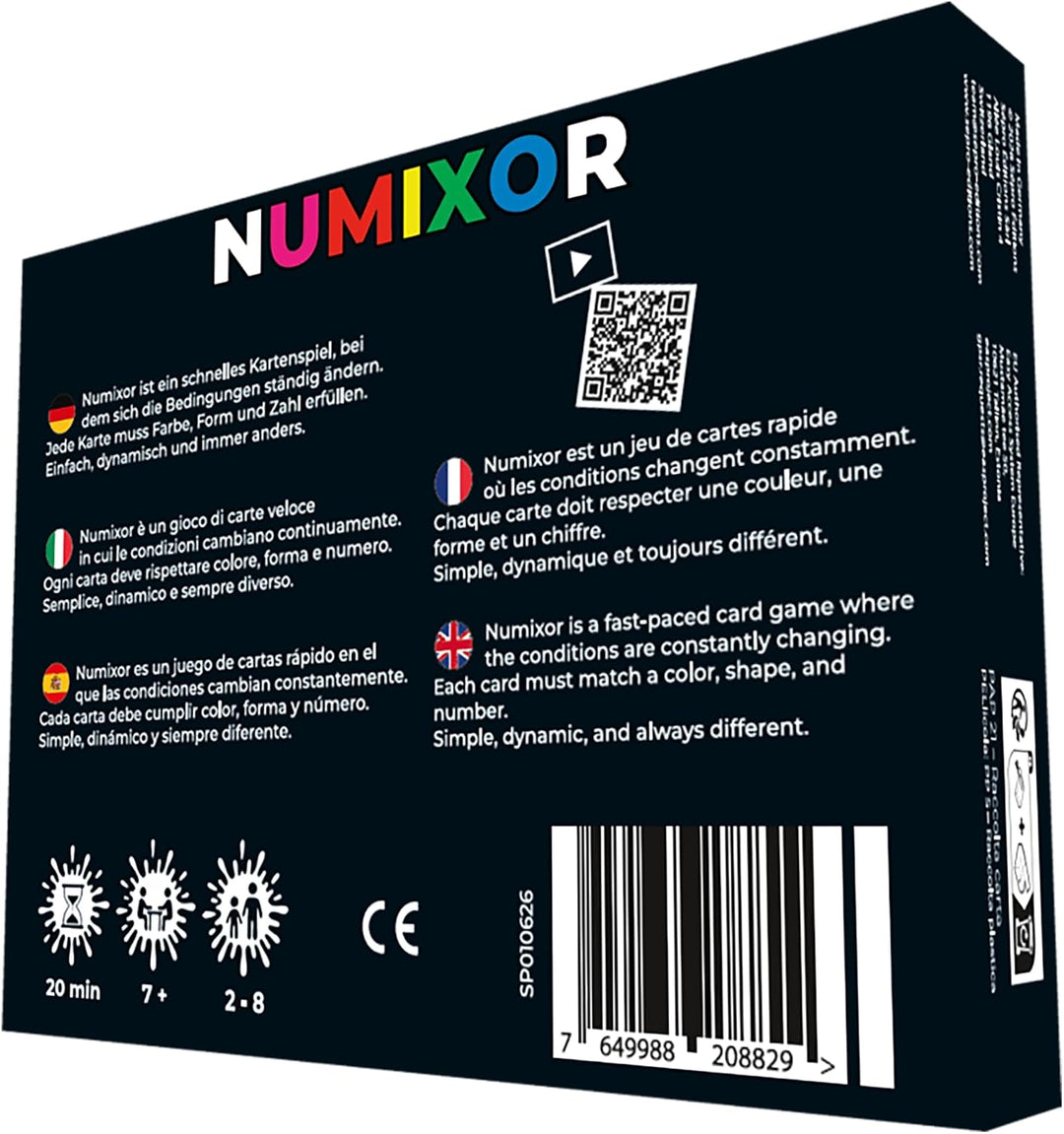 NUMIXOR Kartenspiel – schnelles Familienspiel für 2–8 Spieler ab 7 Jahren | 20 Minuten Spielzeit, ei