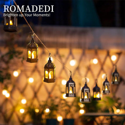 Romadedi Laterne Schwarz Halloween Deko - 10er Set Mini Laterne zum Aufhängen, mit LED Kerzen für Ra