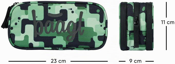 Baagl Federmäppchen Federmappe mit 3 Fächer Mädchen Jungen Kinder - Green | Das Eggy Mäppchen und di