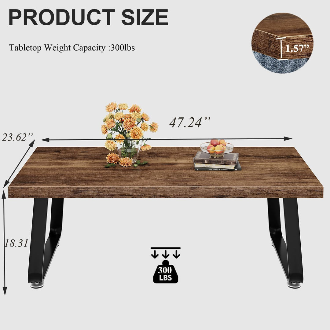 HSH Couchtisch Holz Tisch Wohnzimmertisch aus Holz Metallgestell Industrie Design für Wohnzimmer Bei