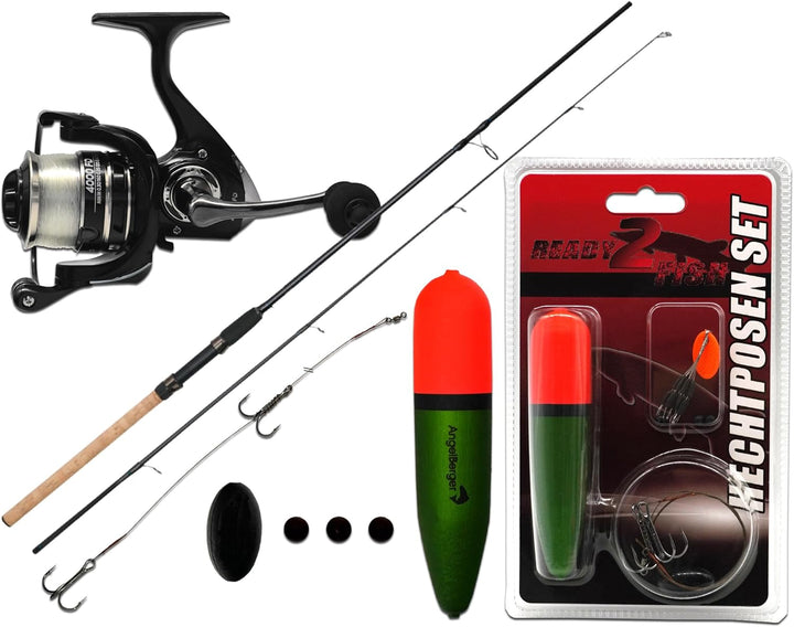 Angel-Berger Steck Angelset Rute Rolle mit Zubehör Angelset Hecht