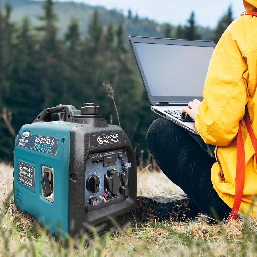 Inverter-Generator KS 2100i S von Könner & Söhnen. Stromerzeuger benzin 2000 W, Schuko-Steckdose 230