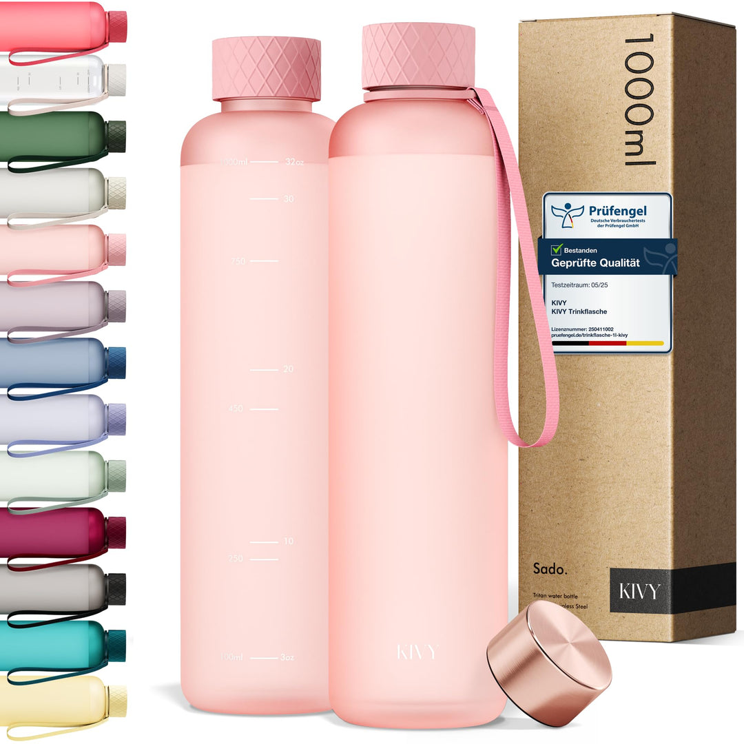 KIVY Trinkflasche 1l - Kohlensäure geeignet & Auslaufsicher - Für Sport, Schule & Büro- Trinkflasche