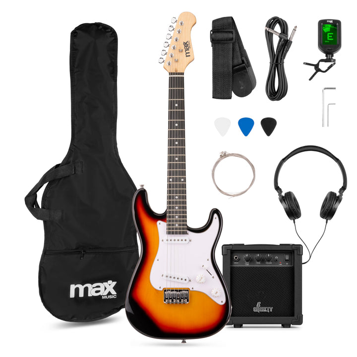 Max GigKit Junior 3/4 - Kinder E Gitarre Set, E Guitar, Elektrogitarre mit Verstärker 20 Watt, Tasch