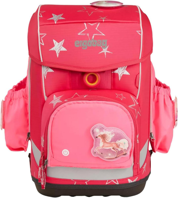 ergobag Fluo LED Seitentaschen Set Geeignet für pack, cubo, cubo light und wide Einheitsgrösse Pink