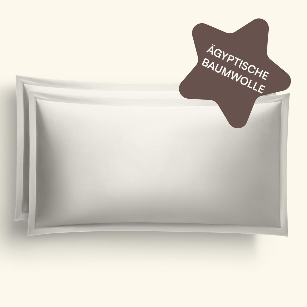 Amqua Mako Satin Kissenbezug 2er Set Kissenbezüge 40x80 cm, 100% ägyptische Baumwolle (Zertifiziert)