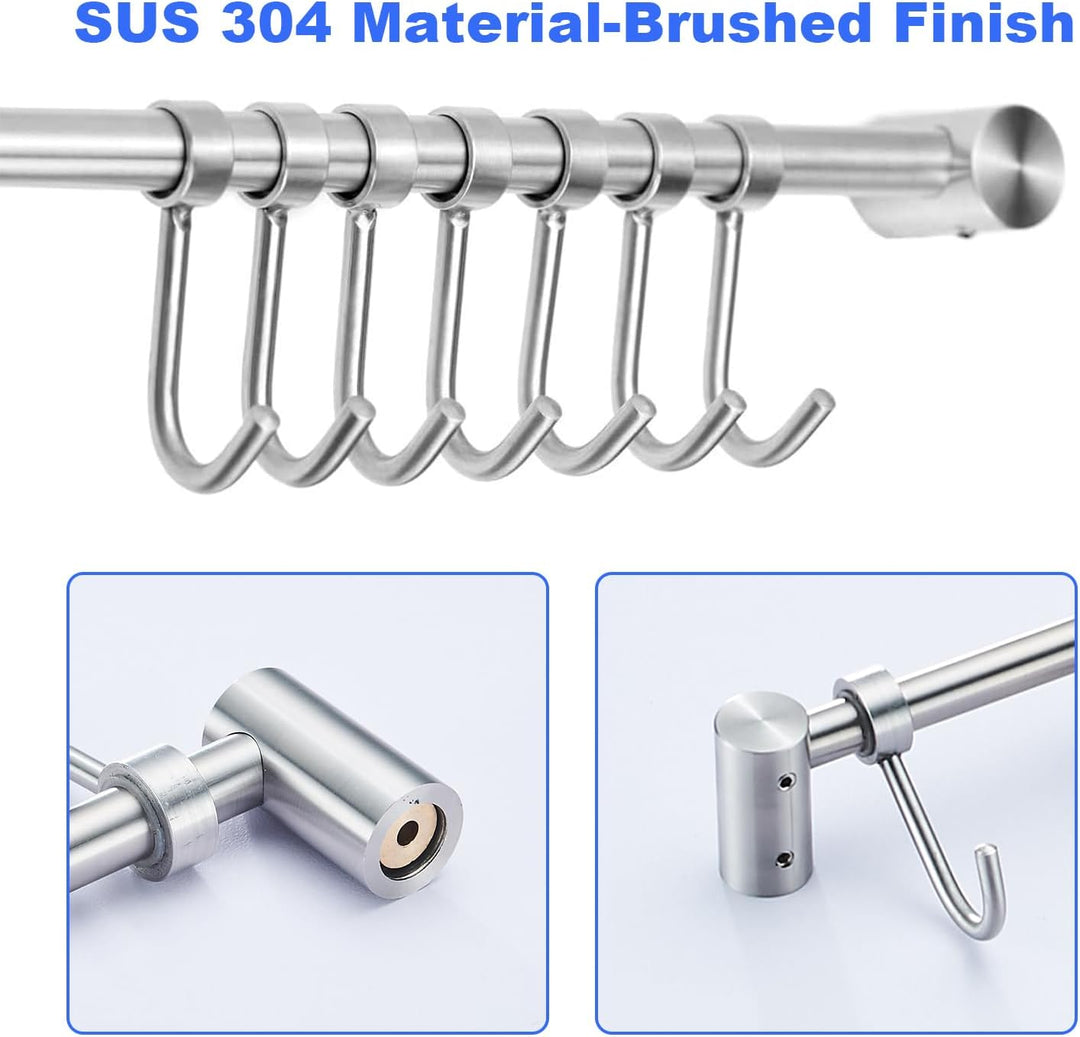 Geschirr hängende Rack mit 10 abnehmbaren Haken, Küche Schiene Pan Hanger Edelstahl Wand montierte M