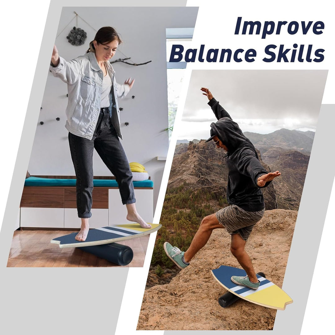 Leogreen Balance Board aus Holz in Surfboard, 7-in-1 Surfin Balanceboards Erwachsene Gleichgewichtst