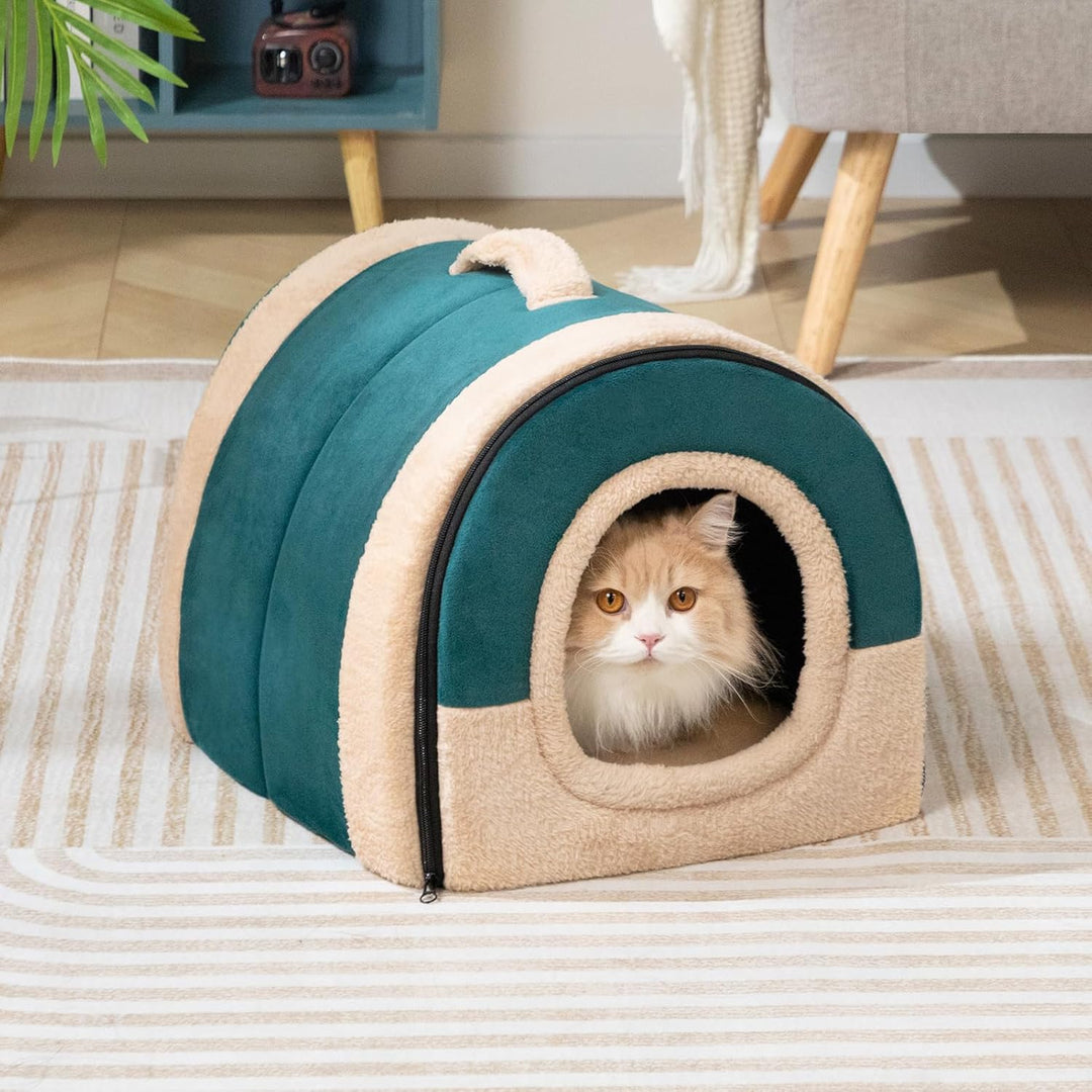 Hollypet Katzenbett Kleines Hundebett, 2-in-1 Faltbare Haustierbett für Katzen &amp; Kleine Hunde, Warme