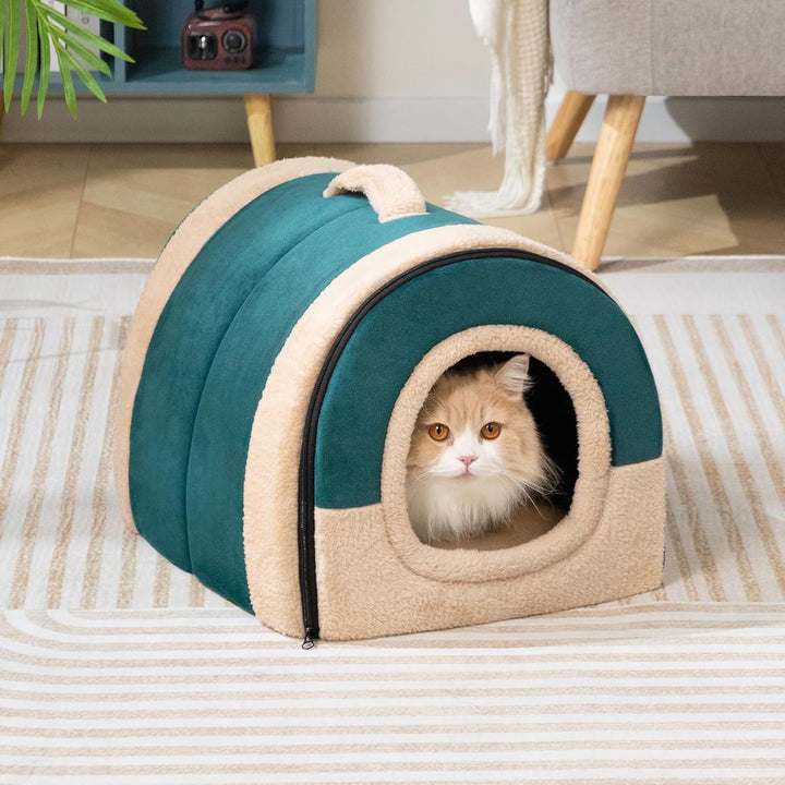 Hollypet Katzenbett Kleines Hundebett, 2-in-1 Faltbare Haustierbett für Katzen &amp; Kleine Hunde, Warme