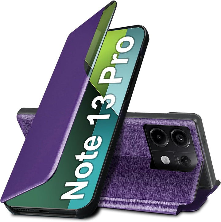 Handyhülle für Xiaomi Redmi Note 13 Pro Hülle Clear View Klappbar Leder Flip Hülle Redmi Note 13 Pro