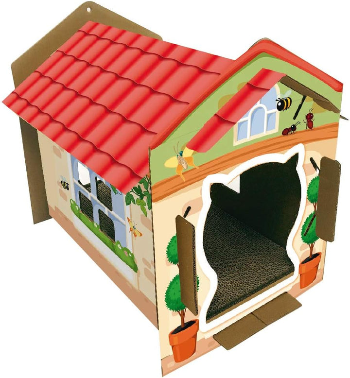 Croci Cassetta Villa Color - Kratzbaum für ausgewachsene Katzen, Kratzbaum aus Karton mit Zwinger, f