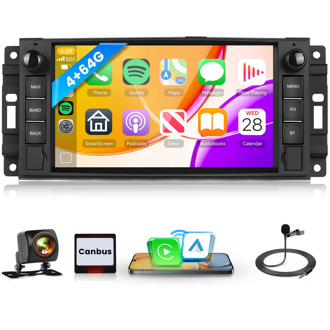 4G+64G Wireless Carplay Android Autoradio für Jeep Wrangler Compass Grand Cherokee/Chrysler 300C/Dod