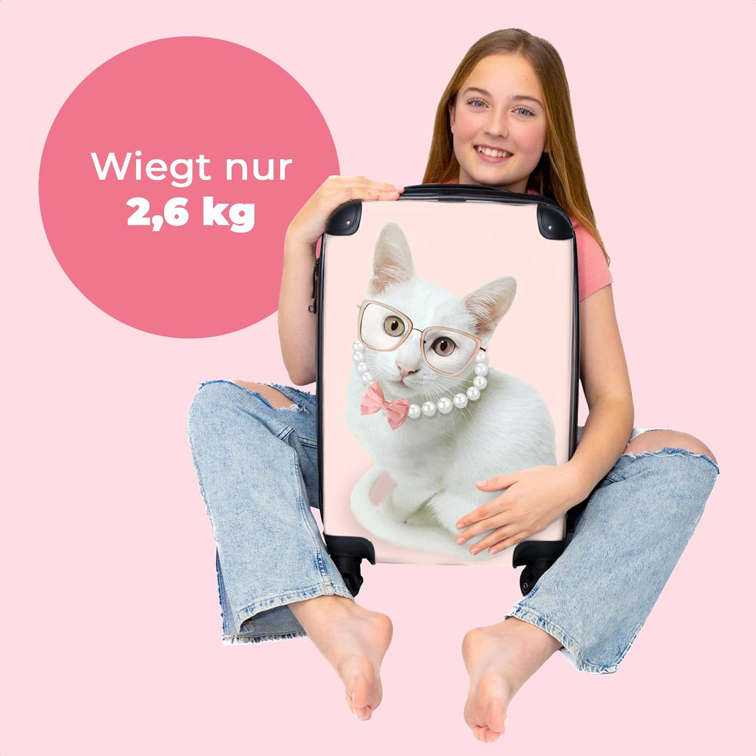 NoBoringSuitcases.com® Kinderkoffer Mädchen - Reisekoffer Kinder, Kabinentrolley, Leichtgewicht, 4 R