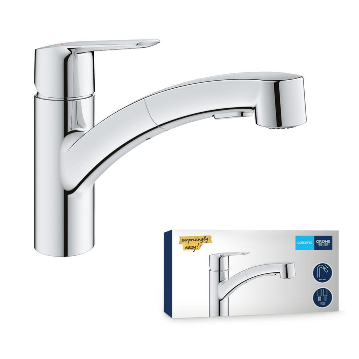 GROHE Start, Küchenarmatur 2 Strahlarten (Wasserhahn Küche mit ausziehbarer Brause, 90° schwenkbar,