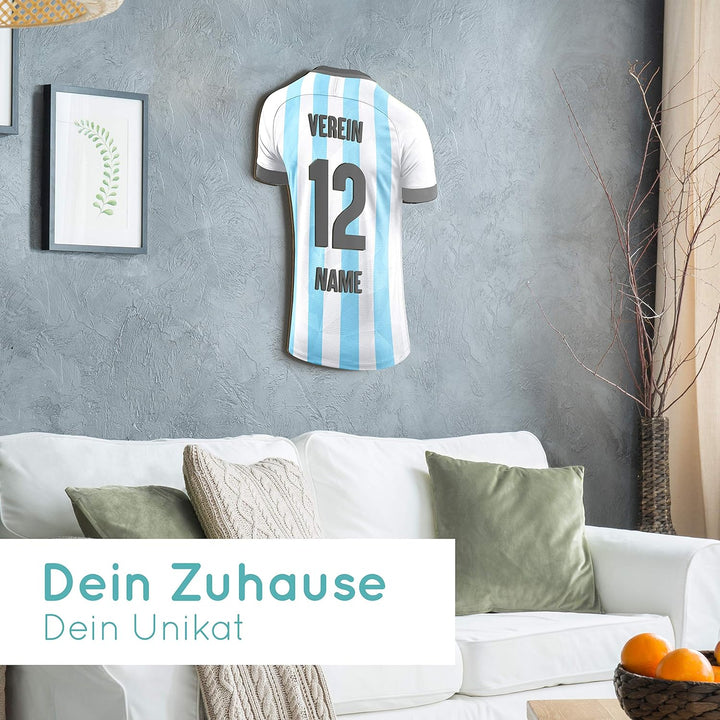 Elbeffekt Trikotlampe für Argentinien Fans aus Holz - personalisierbares Geschenk - schenke Dein ind