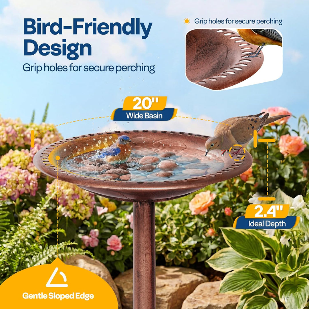 VIVOHOME Vogeltränke 71cm hoch Polyresin leicht antike Optik für Aussenbereich Antike Bronze, Antike