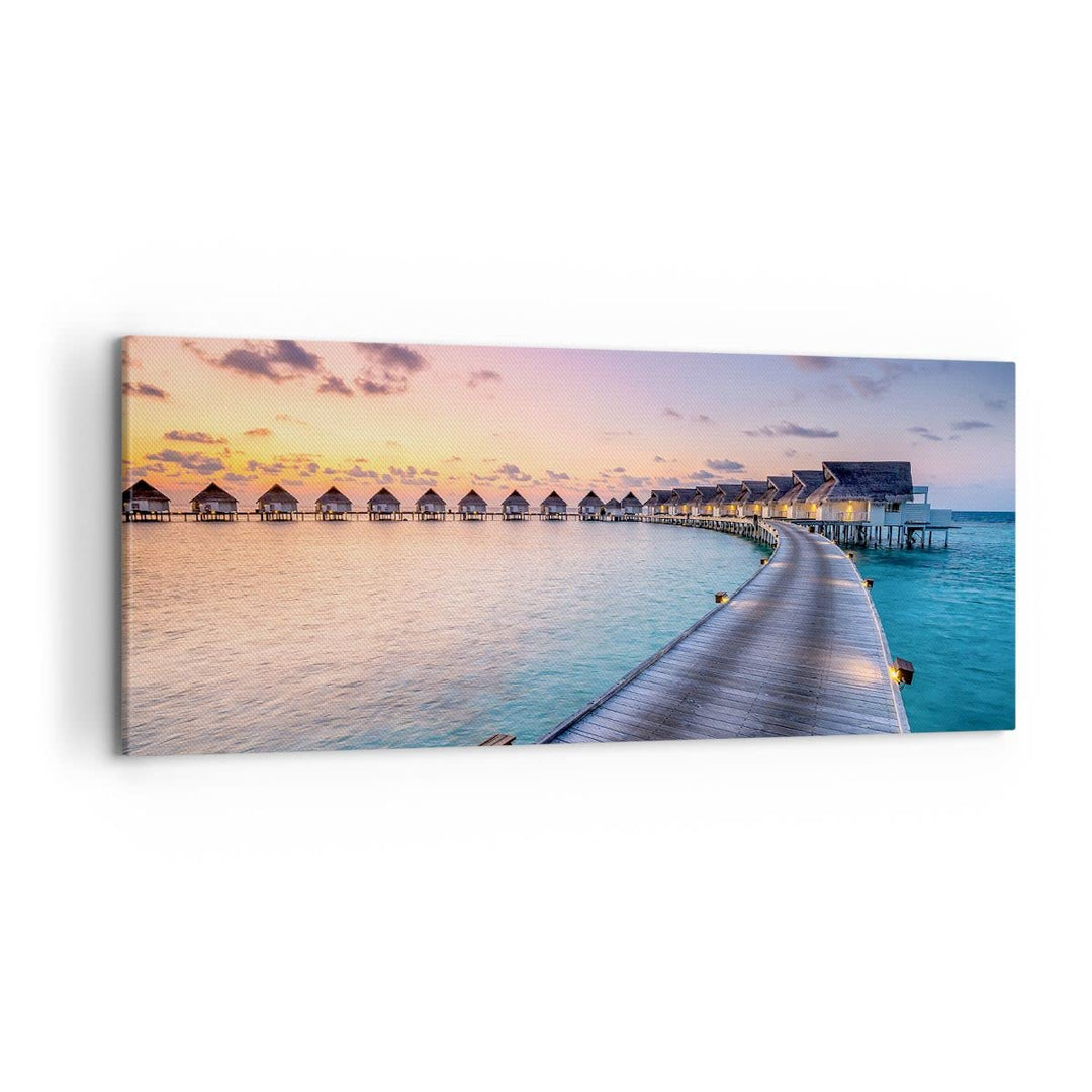 Wandbilder Dekoration Wohnzimmer Malediven Meer Panorama Bilder auf Leinwand 120x50cm Leinwandbild m