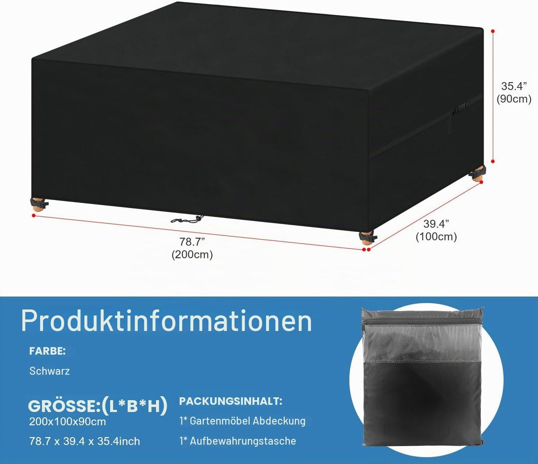 VANSHEIM Abdeckung Gartenmöbel Wasserdicht Abdeckplane Gartenmöbel Abdeckung Anti-UV Schutzhülle Gar