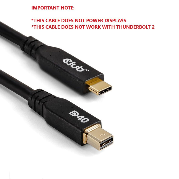 Club3D CAC-1561 USB Typ-C auf MiniDisplayPort DP40 bidirektionales VESA zertifiziertes Kabel 2m, CAC
