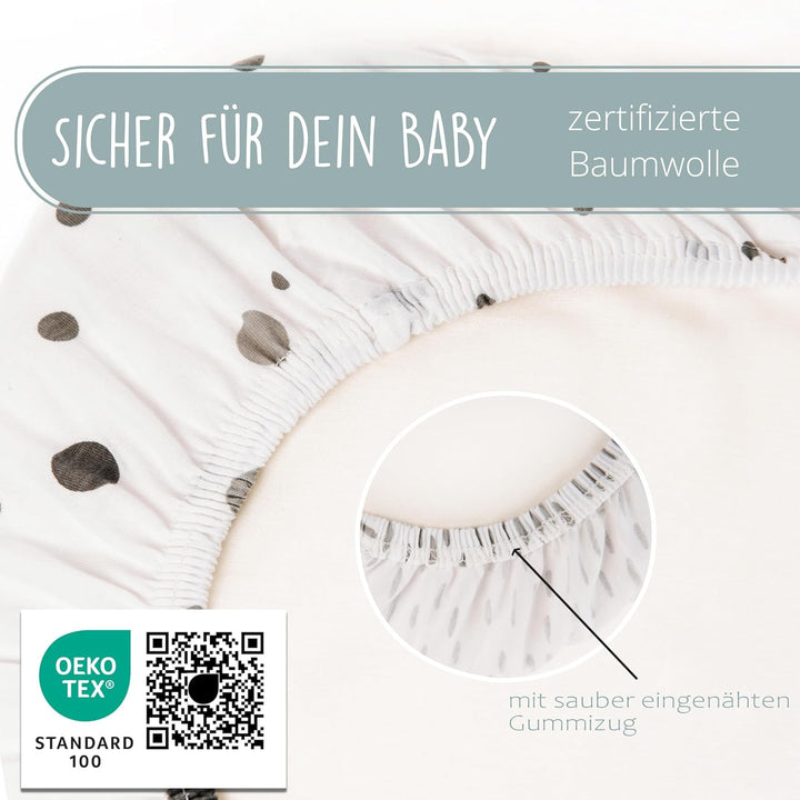 mimaDu - 2er Set Spannbettlaken Baumwolle75x35cm auch für 70x32, 70x37, 70x30 - Spannbetttü