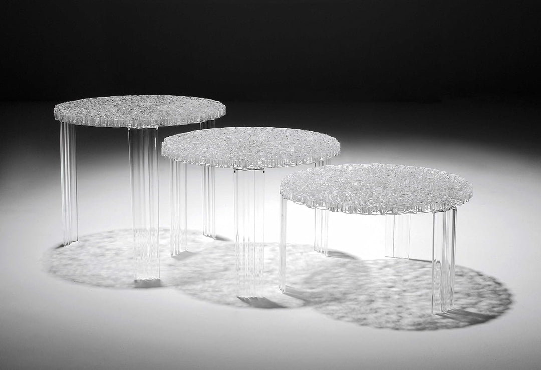 Kartell 08501B4 T-Table Möbel, Grau/Transparent, 50 x 50 x 36 cm H. 36 cm Cristallo, H. 36 cm Crista