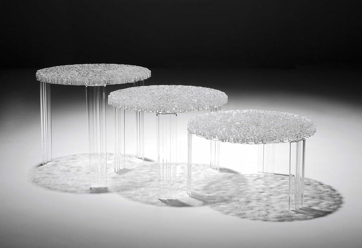 Kartell 08501B4 T-Table Möbel, Grau/Transparent, 50 x 50 x 36 cm H. 36 cm Cristallo, H. 36 cm Crista
