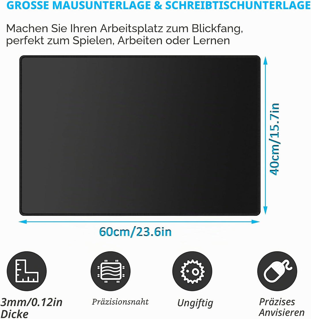 LL-COEUR XXL Schwarz Mauspad Gaming Mouse Mat Laptops Schreibtischunterlage Desk Pad (600 x 400 x 3