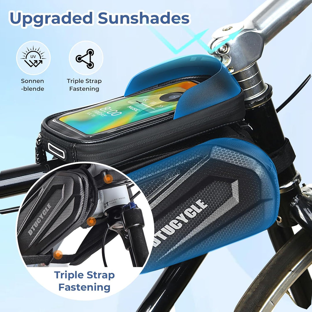 Fahrradtasche Rahmen, 2L Wasserdicht Handytasche Fahrrad, Rahmentasche Fahrrad mit 0.25mm Touchscree