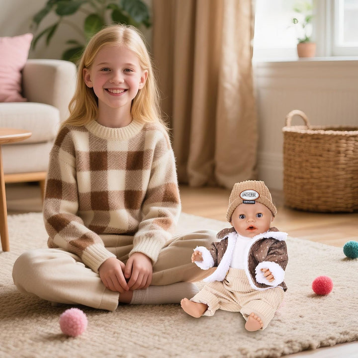 Baby Puppen Puppenkleidung 35-43 cm, Kleidung Outfits für Baby Puppen Grösse 43 cm mit 1 Plüsch Mant