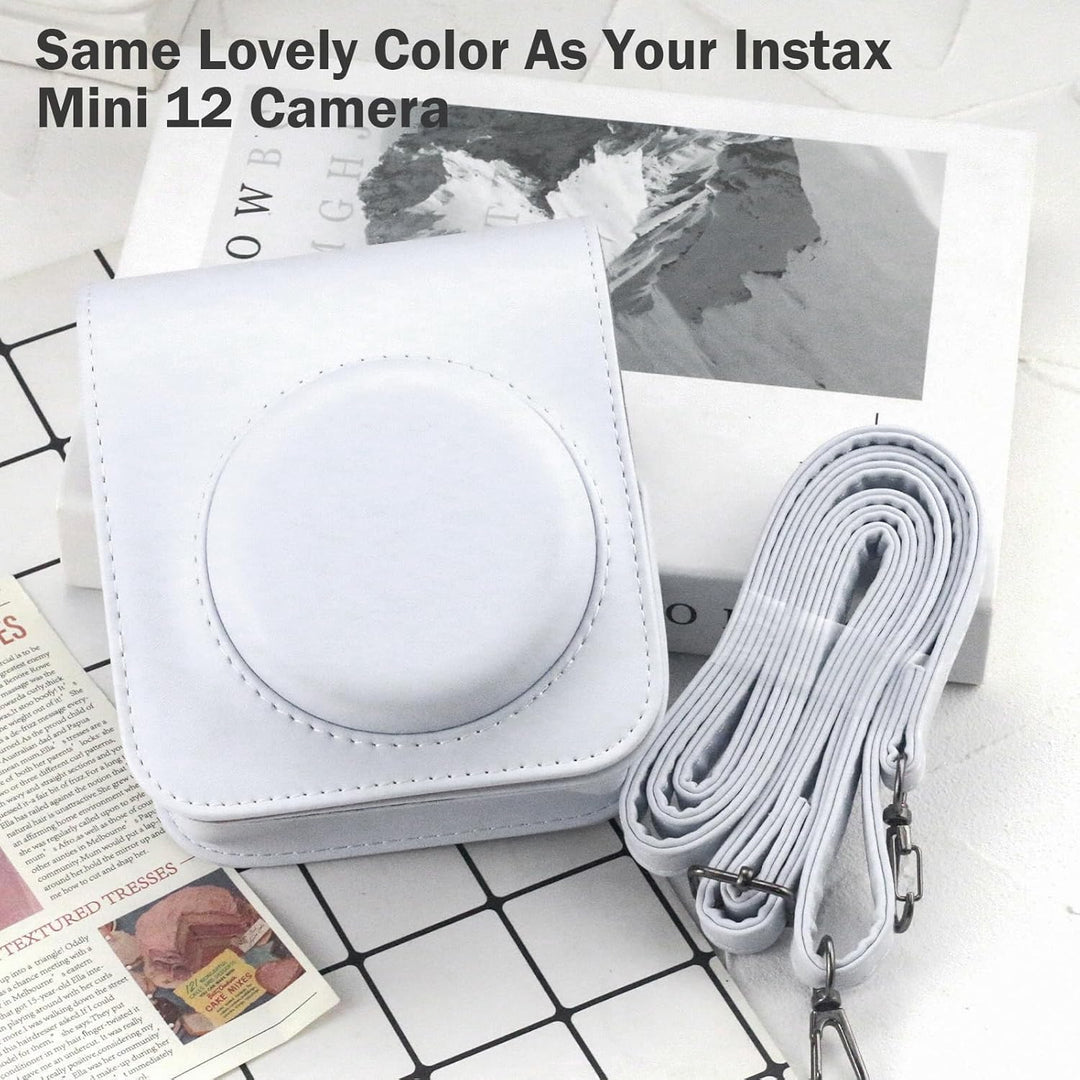 Easy Hood Schutzhülle und Tragbare Tasche für Instax Mini 12 Sofortbildkameras, PU Leder Kameratasch