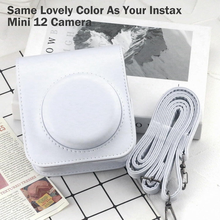 Easy Hood Schutzhülle und Tragbare Tasche für Instax Mini 12 Sofortbildkameras, PU Leder Kameratasch