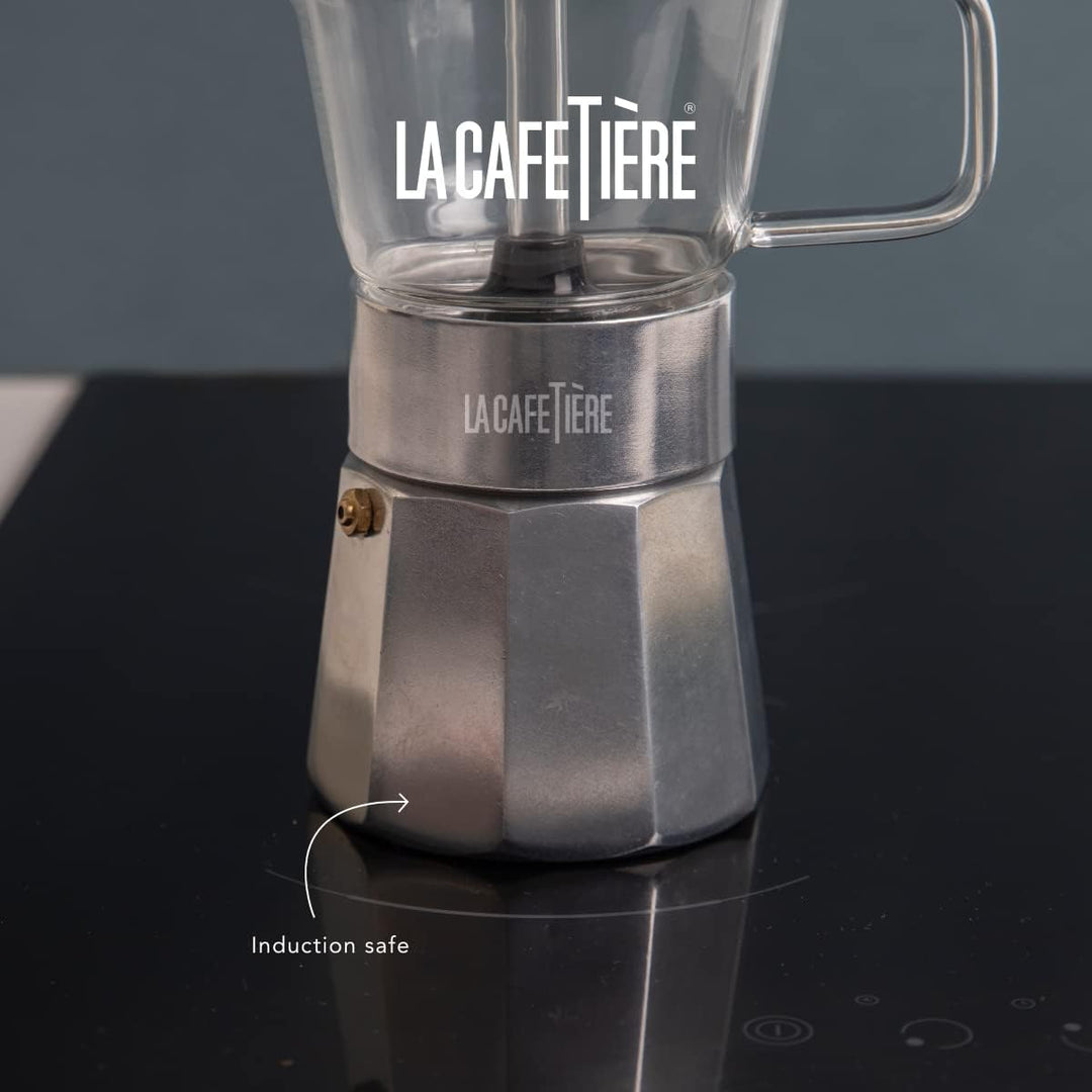 La Cafetière Verona Glas-Espressokocher, Chrom, 6 Tassen, Geschenkverpackung Chrome, Chrome