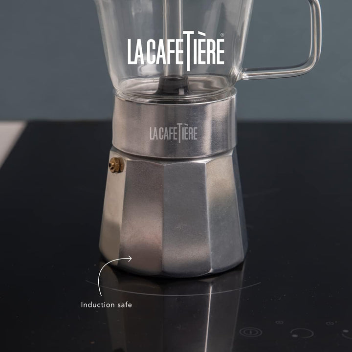 La Cafetière Verona Glas-Espressokocher, Chrom, 6 Tassen, Geschenkverpackung Chrome, Chrome
