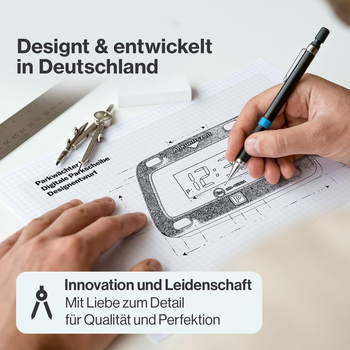 Parkwächter V0 Digitale Parkscheibe mit 2 Scheibenadapter, entspricht der Strassenverkehrsordung, el