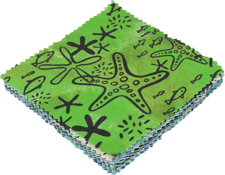 Soimoi Strand Drucken Vorausdruck 5,Zoll-Baumwoll-Stoff-Quilting-Quadrate Charme Pack Diy Patchwork