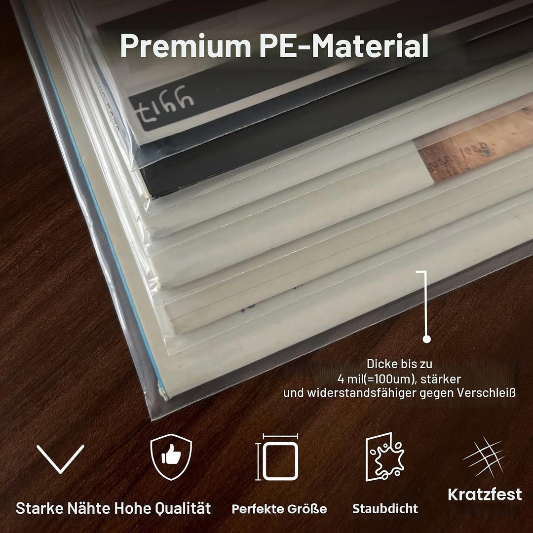 Verdickte Schallplatten Hüllen 12 Zoll Aussenhüllen (100 Stück) | 100 Mikron Premium Polyethylen Aus